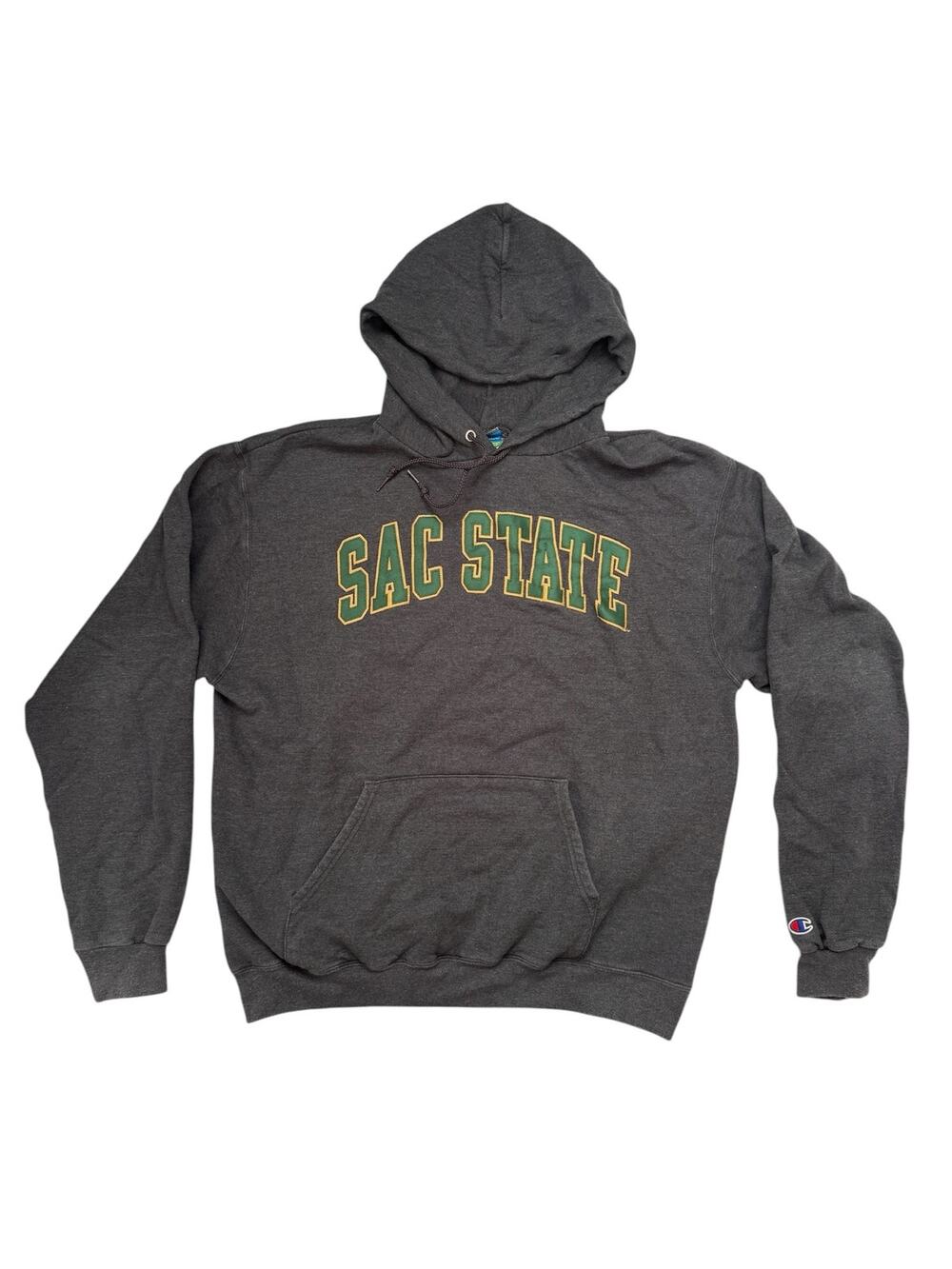 CHAMPION Sac State Hornets Dark Grey Hoodie Sweatshirt Sz Large Mens California